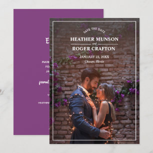 Simple Engagement Photo Purple Save The Date
