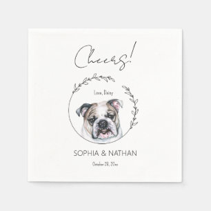 Simple English Bulldog Dog Wedding Cocktail  Napkins