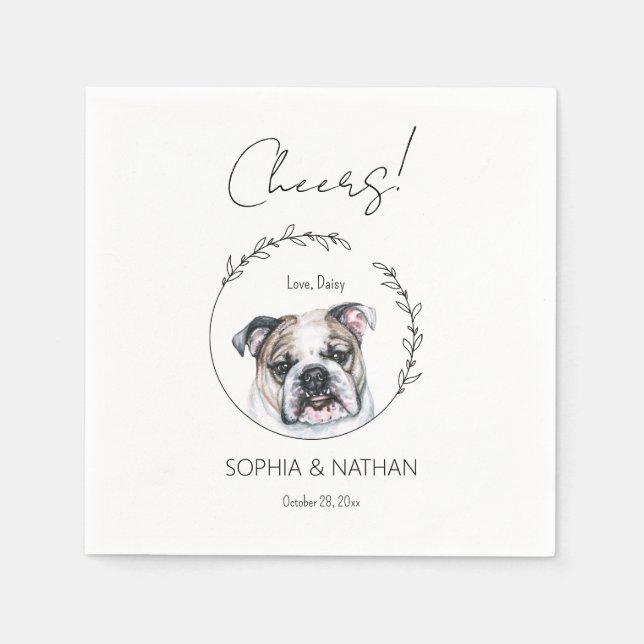 Simple English Bulldog Dog Wedding Cocktail  Napkins (Front)