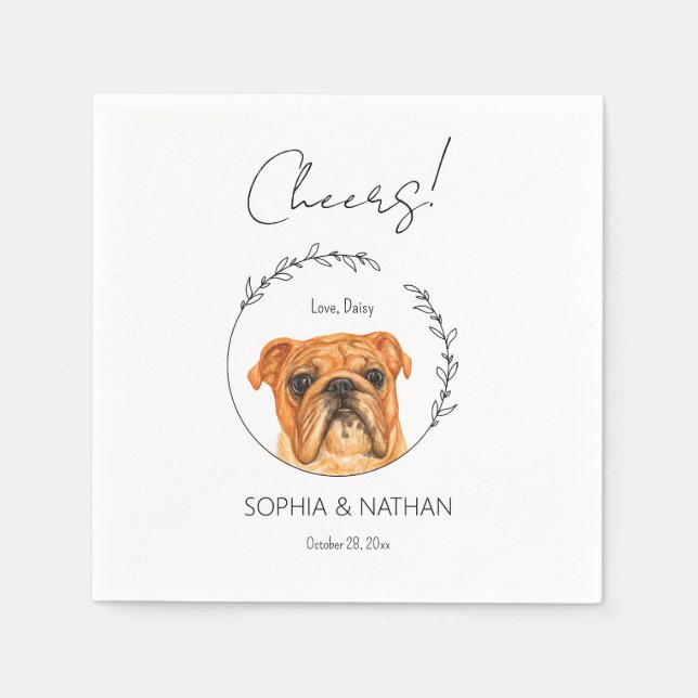 Simple English Bulldog Dog Wedding Cocktail  Napkins (Front)