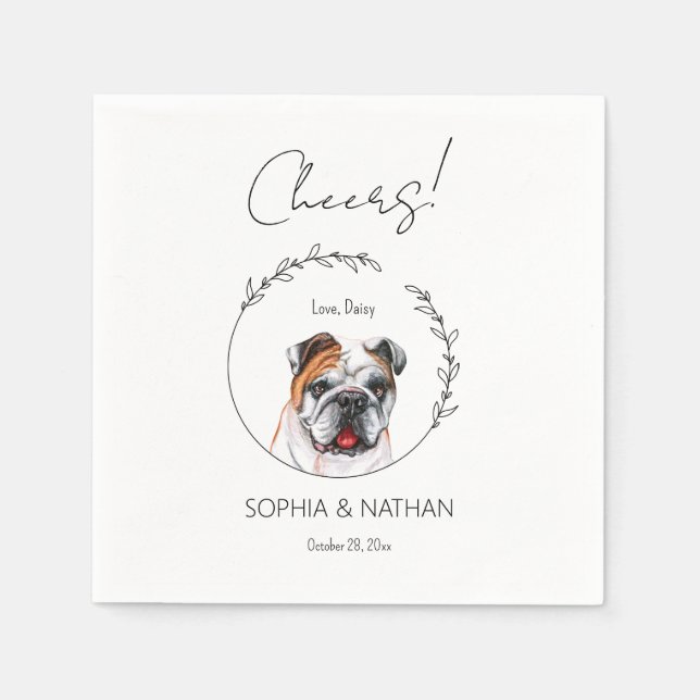 Simple English Bulldog Dog Wedding Cocktail  Napkins (Front)