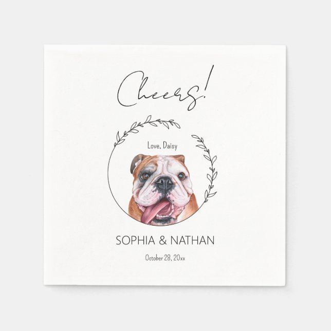 Simple English Bulldog Dog Wedding Cocktail  Napkins (Front)