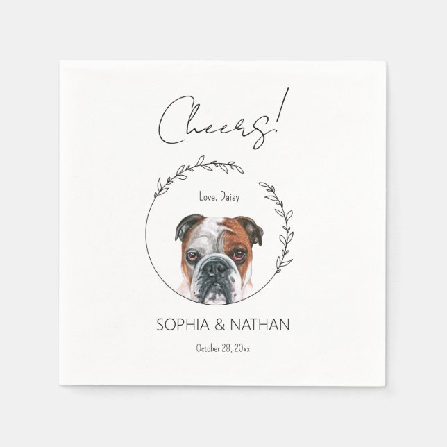 Simple English Bulldog Dog Wedding Cocktail  Napkins (Front)