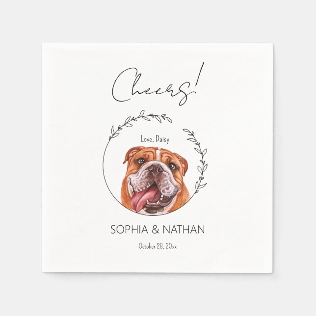 Simple English Bulldog Dog Wedding Cocktail  Napkins (Front)