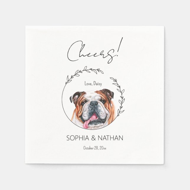 Simple English Bulldog Dog Wedding Cocktail  Napkins (Front)