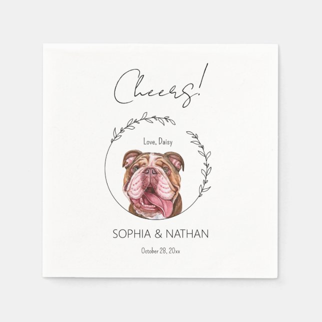 Simple English Bulldog Dog Wedding Cocktail  Napkins (Front)
