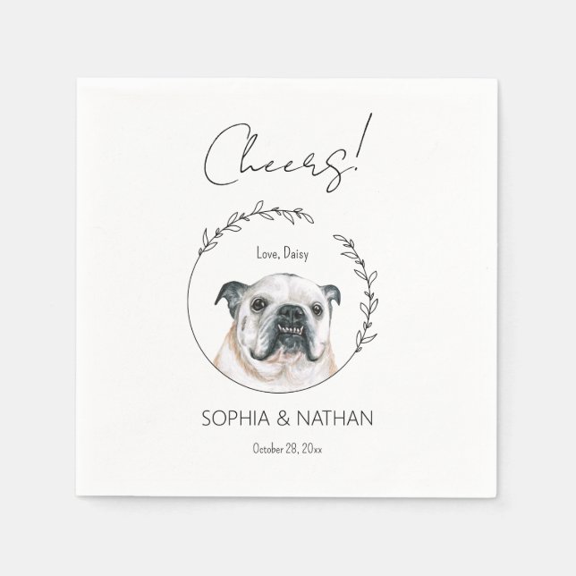 Simple English Bulldog Dog Wedding Cocktail  Napkins (Front)