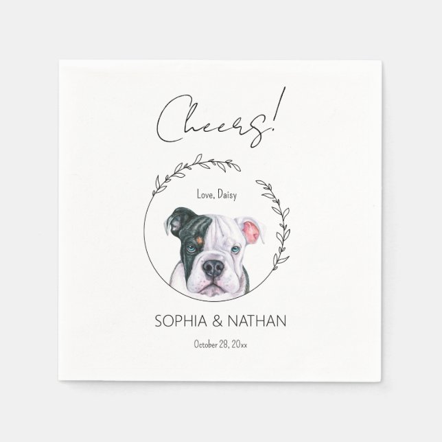 Simple English Bulldog Dog Wedding Cocktail  Napkins (Front)
