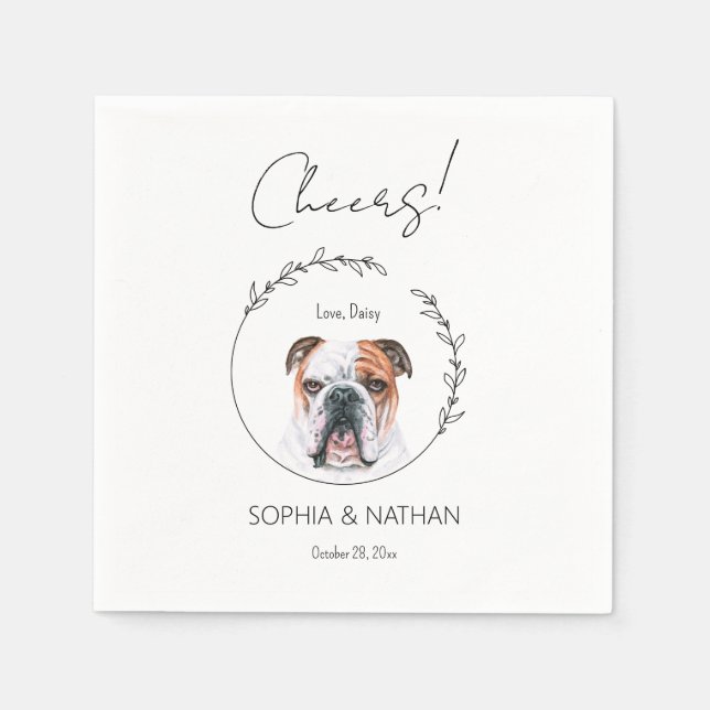 Simple English Bulldog Dog Wedding Cocktail  Napkins (Front)