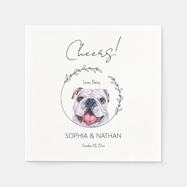 Simple English Bulldog Dog Wedding Cocktail  Napkins (Front)
