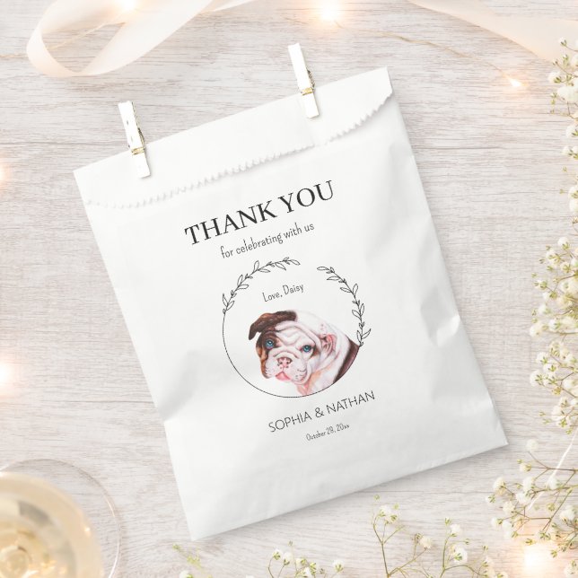 Simple English Bulldog Wedding Thank You Favor Bag (Clipped)