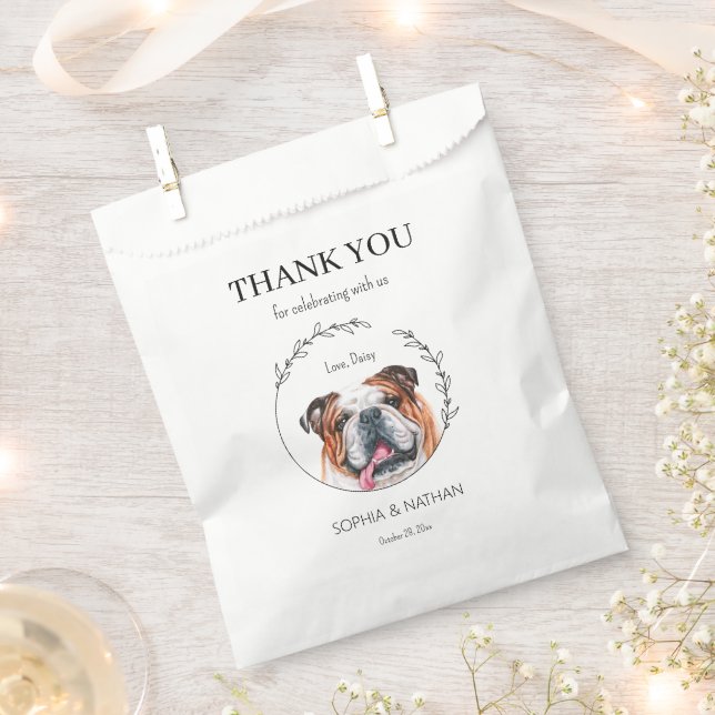 Simple English Bulldog Wedding Thank You Favor Bag (Clipped)