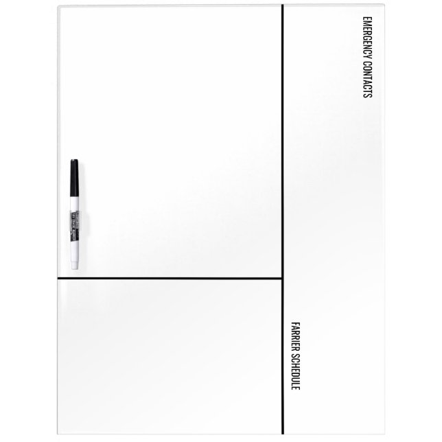 Simple Equestrian Hose Notes Farrier Schedule  Dry Erase Board (Front)