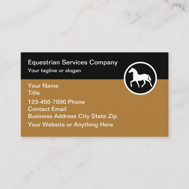 Simple Equestrian Theme Logo Horse Theme Business Card (Front)
