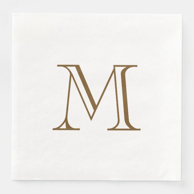 Simple Espresso Monogram Paper Napkin (Front)