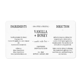 Simple Essential Oil Cosmetic Bottle Wrap Around Label