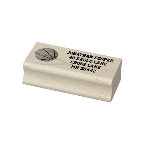 Simple Etched Return Address With Basketball Rubber Stamp