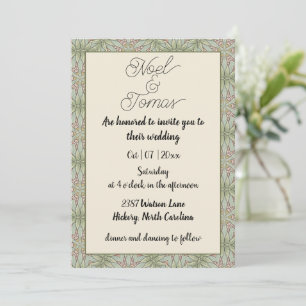 Simple Ethnic Style Sage Green Colors Invitation
