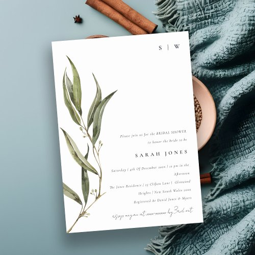 Simple Eucalyptus Botanical Bridal Shower Invitation