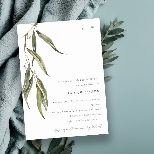 Simple Eucalyptus Botanical Bridal Shower Invitation (Creator Uploaded)