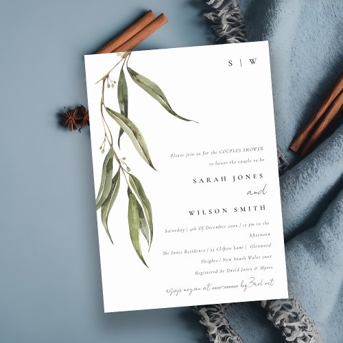 Simple Eucalyptus Botanical Couples Shower Invitation