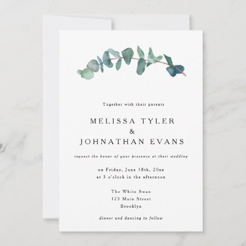 Simple Eucalyptus Branch Wedding Invitation