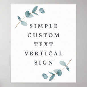 Simple Eucalyptus Branches Custom Text 20x24 Sign