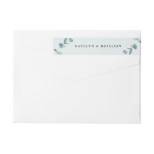 Simple Eucalyptus Branches Wedding Return Address Wrap Around Label