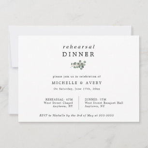 Simple Eucalyptus Chic Rehearsal Dinner Invitation