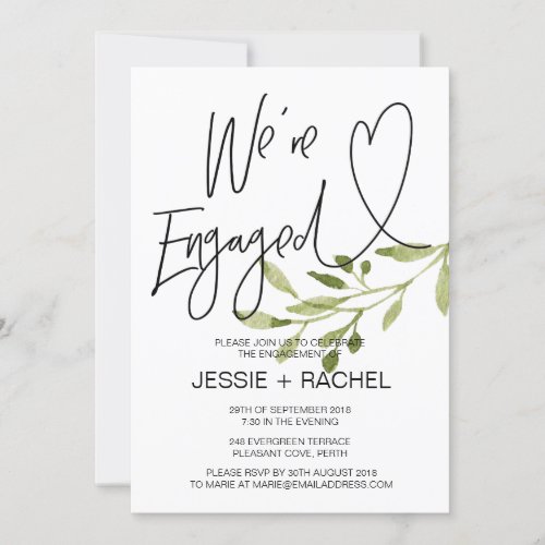 Simple Eucalyptus Engagement Party Celebration Invitation