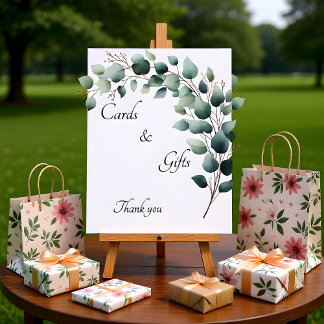 Simple Eucalyptus Floral Cards & Gifts Pedestal Sign