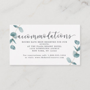 Simple Eucalyptus Frame Wedding Accommodations Enclosure Card