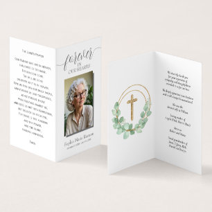 Simple Eucalyptus Funeral Memorial Prayer Card