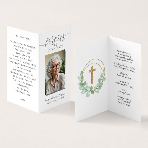 Simple Eucalyptus Funeral Memorial Prayer Card