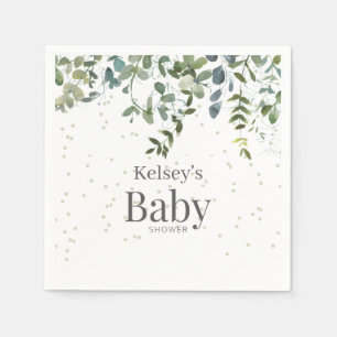 Simple Eucalyptus Greenery Baby Shower Napkins