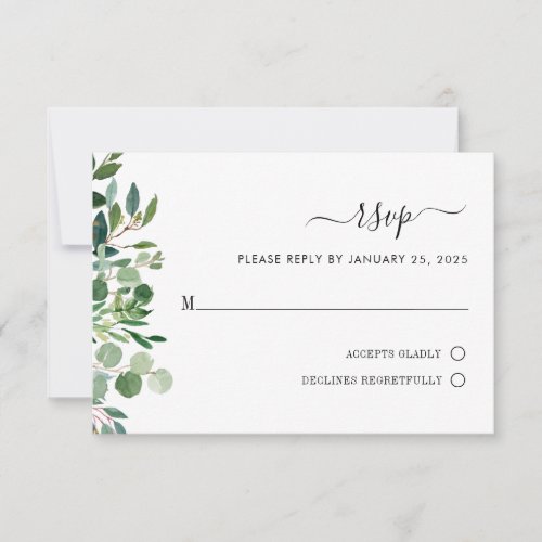 Simple Eucalyptus Greenery Botanical Wedding RSVP