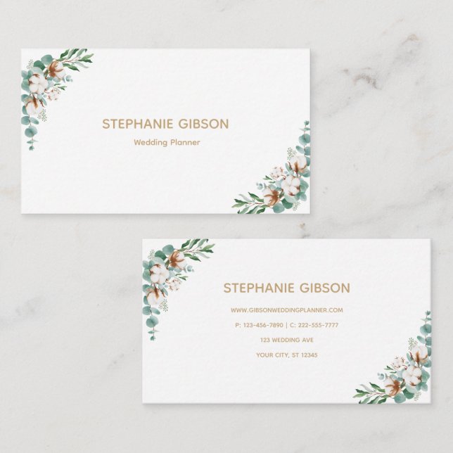 Simple Eucalyptus Greenery Business Card (Front/Back)