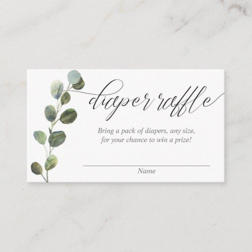 Simple eucalyptus greenery diaper raffle cards