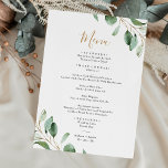 Simple Eucalyptus Greenery Elegant Wedding Menu<br><div class="desc">Designed to coordinate with our Moody Greenery wedding collection,  this customizable Menu Template features a gold geometric frame accented with watercolor eucalyptus greenery branches,  with gold and gray text. To make advanced changes,  please select "Click to customize further" option under Personalize this template.</div>