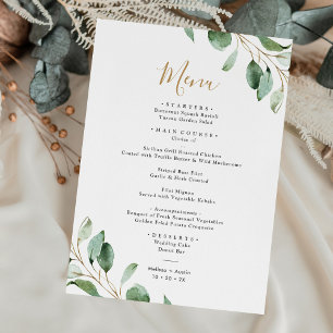 Simple Eucalyptus Greenery Elegant Wedding Menu