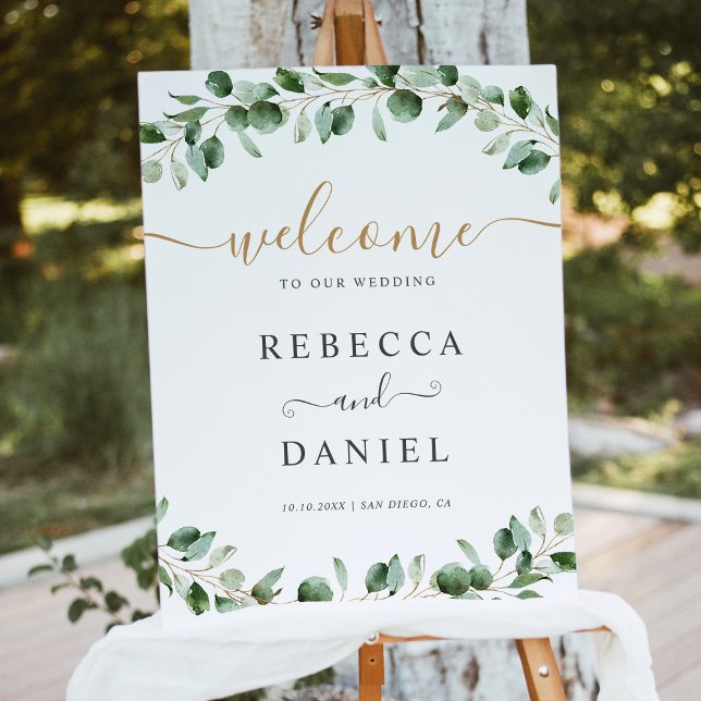 Simple Eucalyptus Greenery Gold Wedding Foam Board (Creator Uploaded)