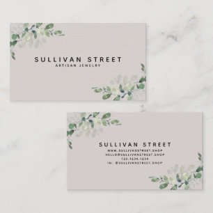 Simple Eucalyptus Greenery Jewelry  Business Card