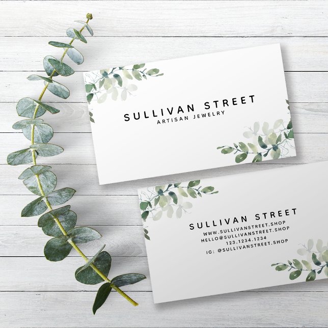 Simple Eucalyptus Greenery Jewelry  Business Card (Creator Uploaded)