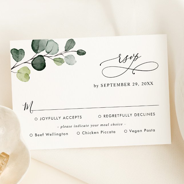 Simple Eucalyptus Greenery Meal Options RSVP Card (Creator Uploaded)