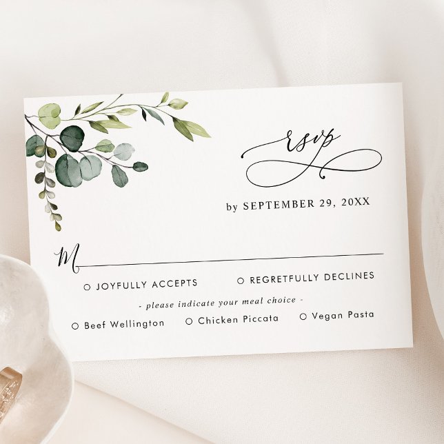 Simple Eucalyptus Greenery Meal Options RSVP Card (Creator Uploaded)