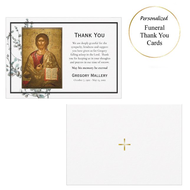 Simple Eucalyptus Greenery Orthodox Funeral        Thank You Card (Creator Uploaded)