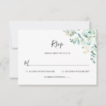 Simple Eucalyptus Greenery Rsvp Card by PeachBloome at Zazzle