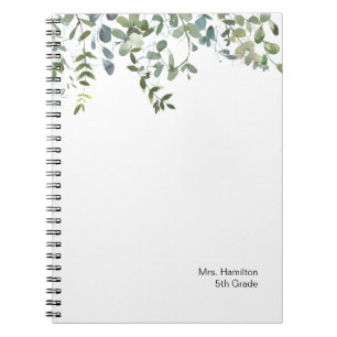 Simple  Eucalyptus Greenery Teacher Gift Notebook
