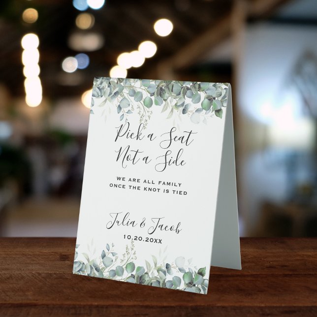 Simple Eucalyptus Greenery Wedding Dessert Bar Table Tent (Simple Eucalyptus Greenery Wedding Party Supplies)