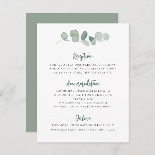 Simple Eucalyptus Greenery Wedding Enclosure Card